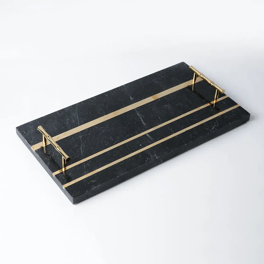 Brass Lane Black Marble Tray