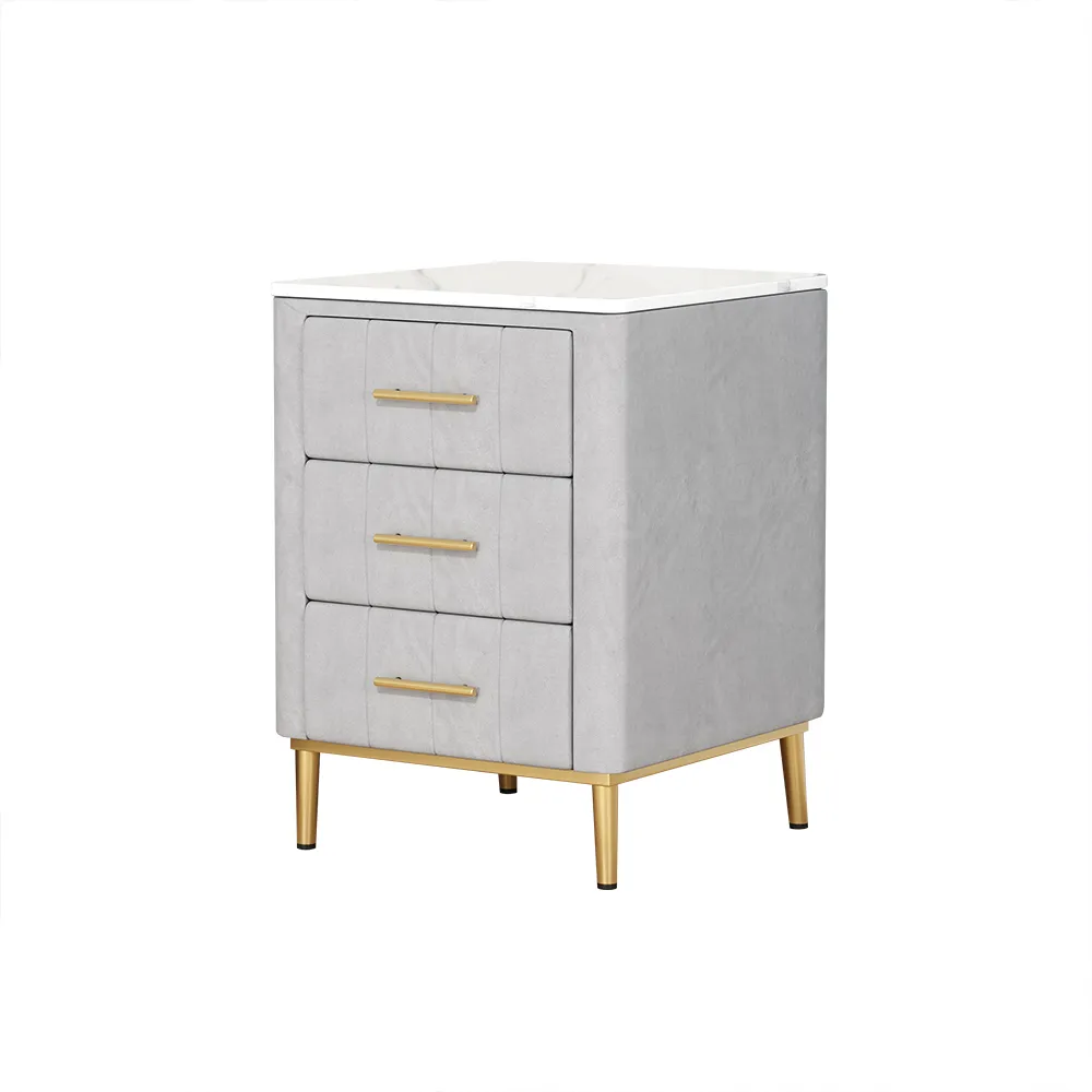 Haute Velvet Upholstered Nightstand - Image 2