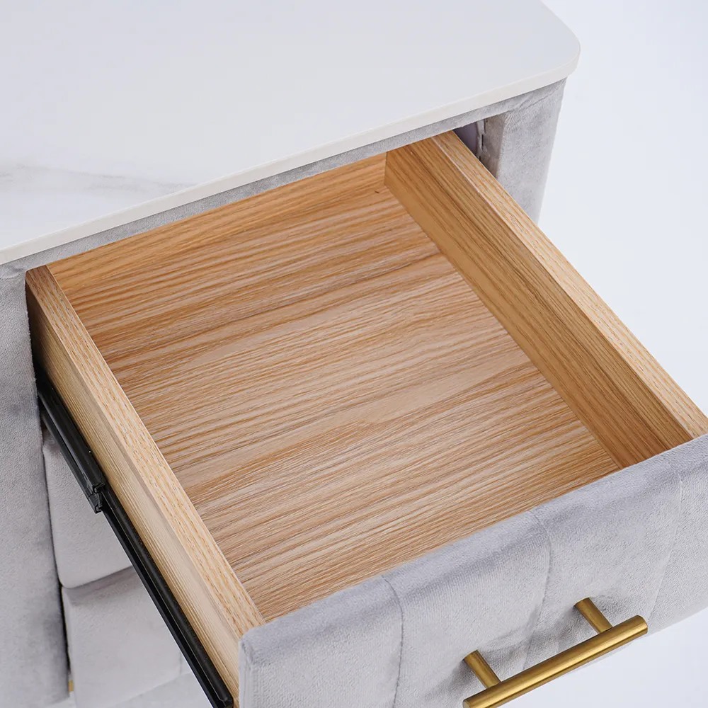 Haute Velvet Upholstered Nightstand - Image 4